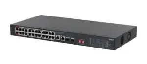 Switch|DAHUA|S3228-24GT-375|Switch type Unmanaged|Switch layer L2|Rack mounting Yes|26xRJ-45 ports|RJ-45 Ports Type Gigabit Ethernet (10/100/1000)|Power over Ethernet (PoE) Yes|24xPower over Ethernet (PoE) ports quantity|Total Power over Ethernet (PoE) bu